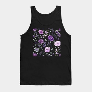 Seamless Pattern of Watercolor Flowers and Berries Tank Top